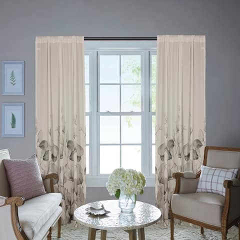 Milford Floral Semi-Sheer Rod Pocket Single Curtain Panel