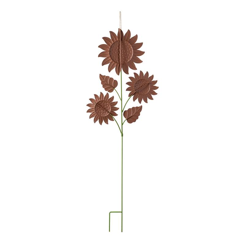 Glitzhome Fall Harvest Metal Sunflower Garden Stake Hanging Decor for Thanksgiving