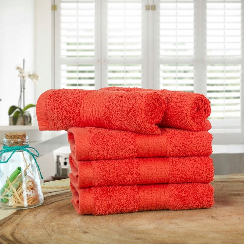 Pure Cotton 600 GSM Absorbent Washcloths 12x12 Inch by Ample Decor - 5 Pcs