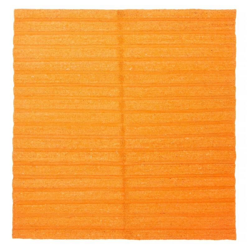 ECARPETGALLERY Flat-Weave Natural Burnt Orange Wool Tapestry Kilim - 6'4 x 6'4 - Burnt Orange - 6'4 x 6'4