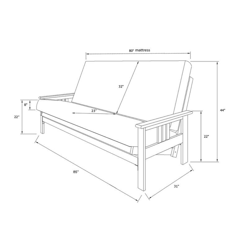 85 in. Butternut/Suede Black Polyester Upholstered Queen Size Futon Set with Mattress