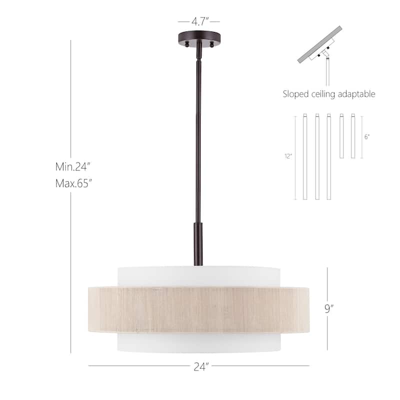 GetLedel 5-Light Double Shaded Drum Chandelier