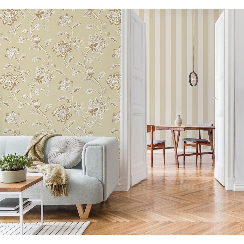 Fine Decor Juliette Light Yellow Jacobean Wallpaper