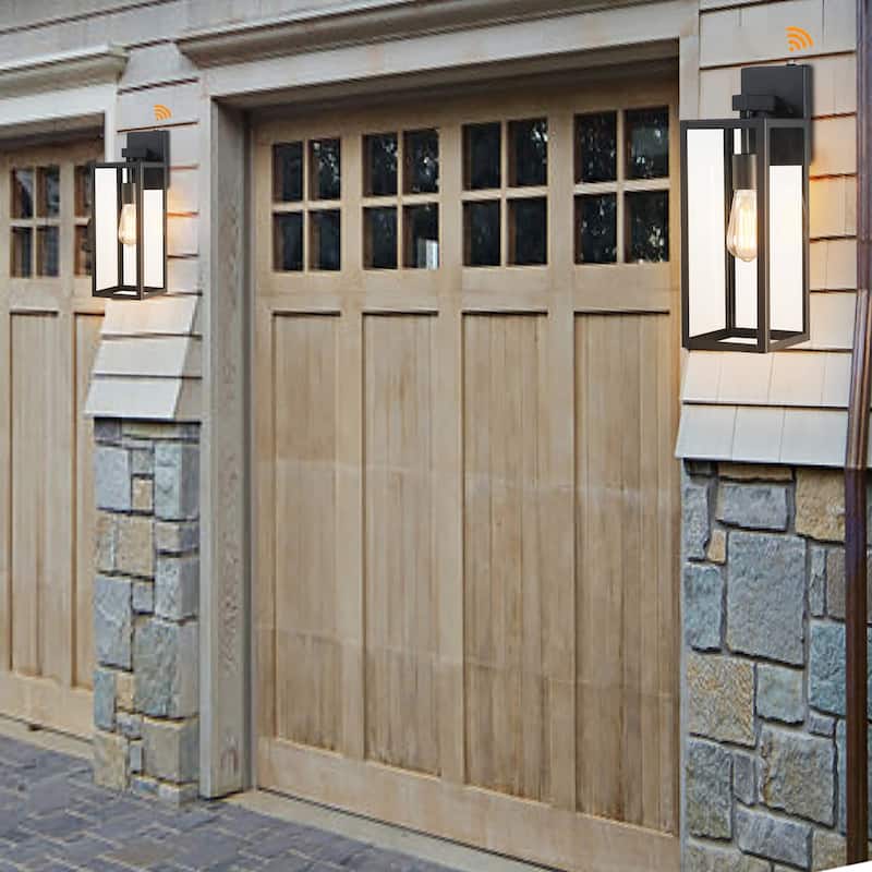 2-pack 13" H 1-Light Black Outdoor wall Lantern(Dusk to Dawn could be chosen)