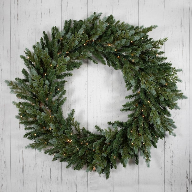 Pre-Lit Blue Spruce Artificial Christmas Wreath 48-Inch Clear Lights - 48"