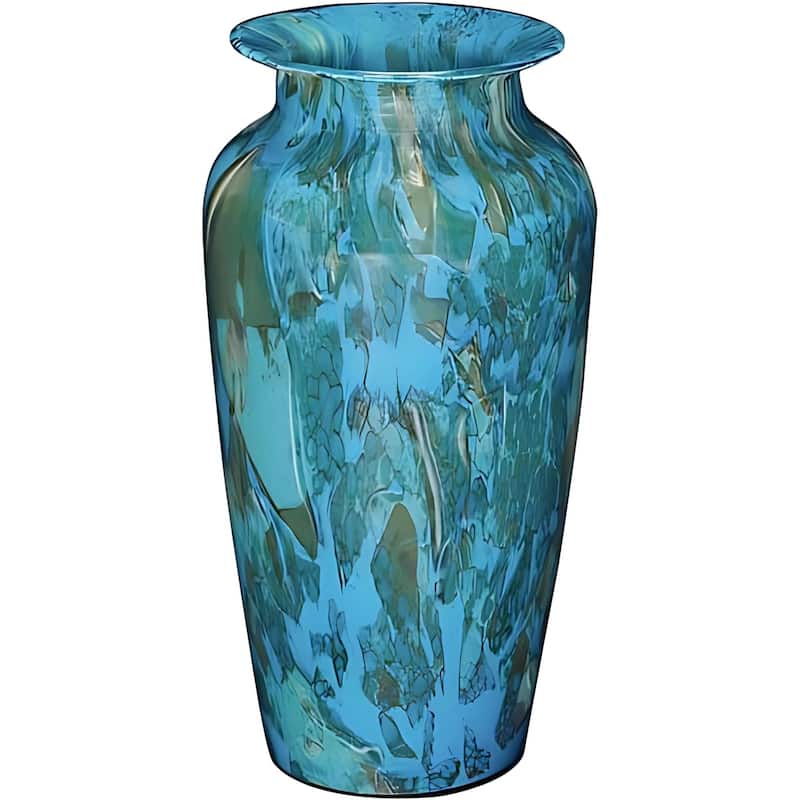 Aria Home Teal and Olive Handblown Glass Bowl and Vase Decor Set of 3