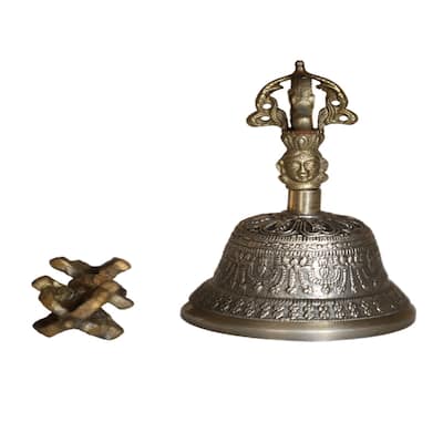 Cottage Handicraft ,Tibetan Bell & Dorje, Small with Free Elephant Gift