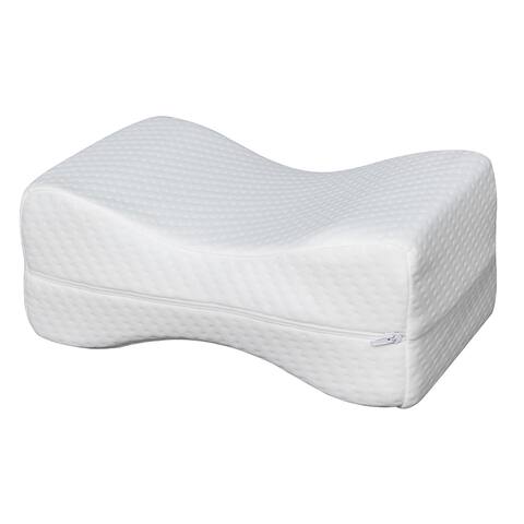 Double-sided Grooved Memory Foam Leg Support Pillow - White