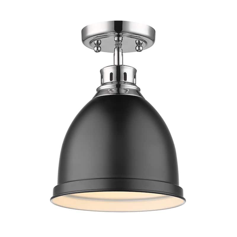 Golden Lighting Duncan Single Light 9" Wide Semi-Flush Ceiling Fixture - Matte Black