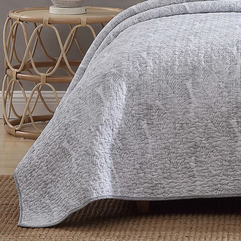 Tommy Bahama Distressed Water Leaves Cotton Reversible Quilt Set