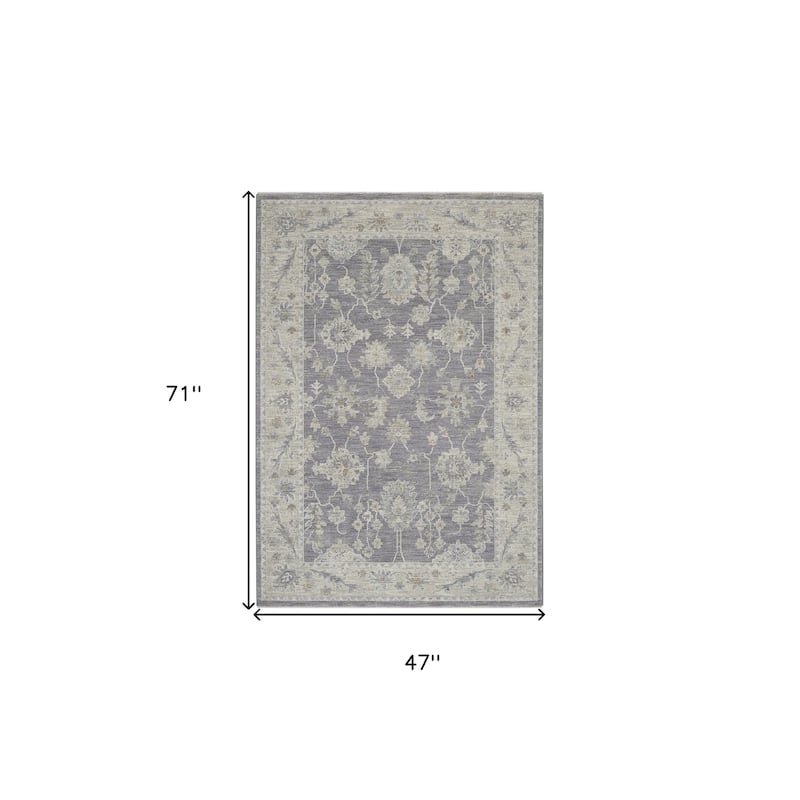 Power Loomed Floral Traditional Durable Area Rug - 71' X '47' X '0.5