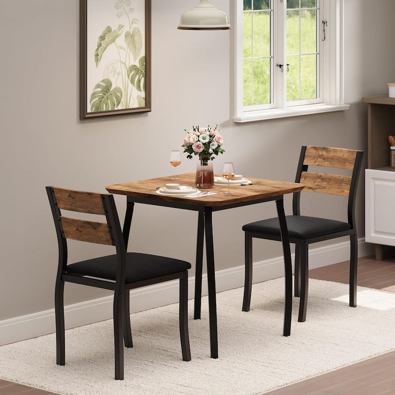3-Piece Kitchen Small Dining Table Set for Small Spaces, Kitchens & Dining Rooms