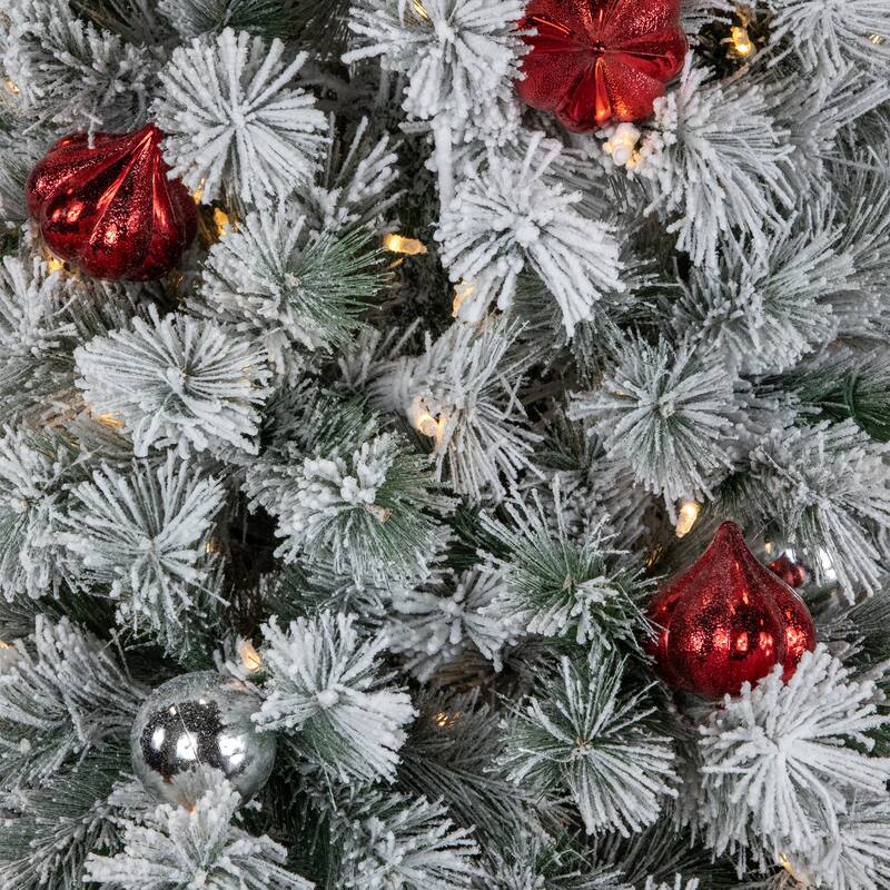 Pre-Lit Snowy Bristle Pine Artificial Christmas Tree -Warm White LED Lights