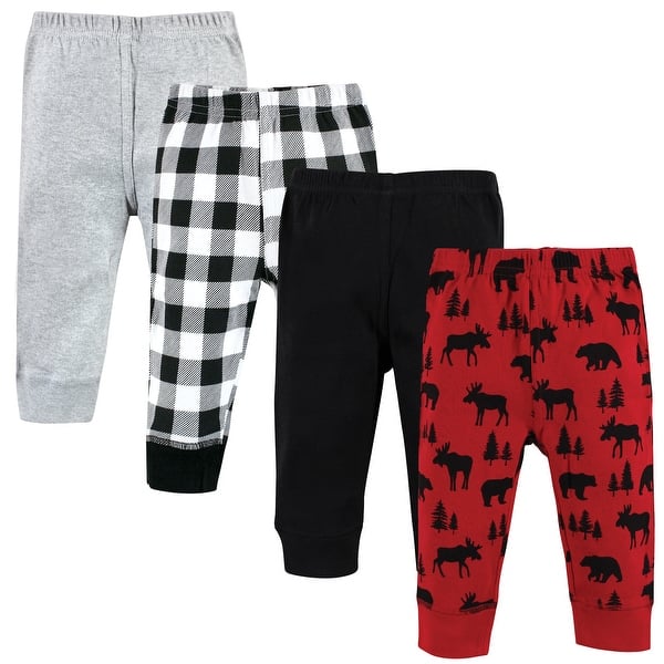 slide 1 of 1, Hudson Baby Cotton Pants, Red Moose Bear 0-3 Months - Red Moose Bear