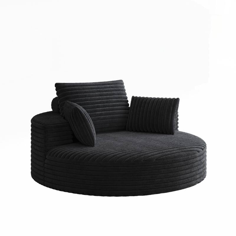 360 Degree Swivel Chair Corduroy Chenille Foam Single Sofa