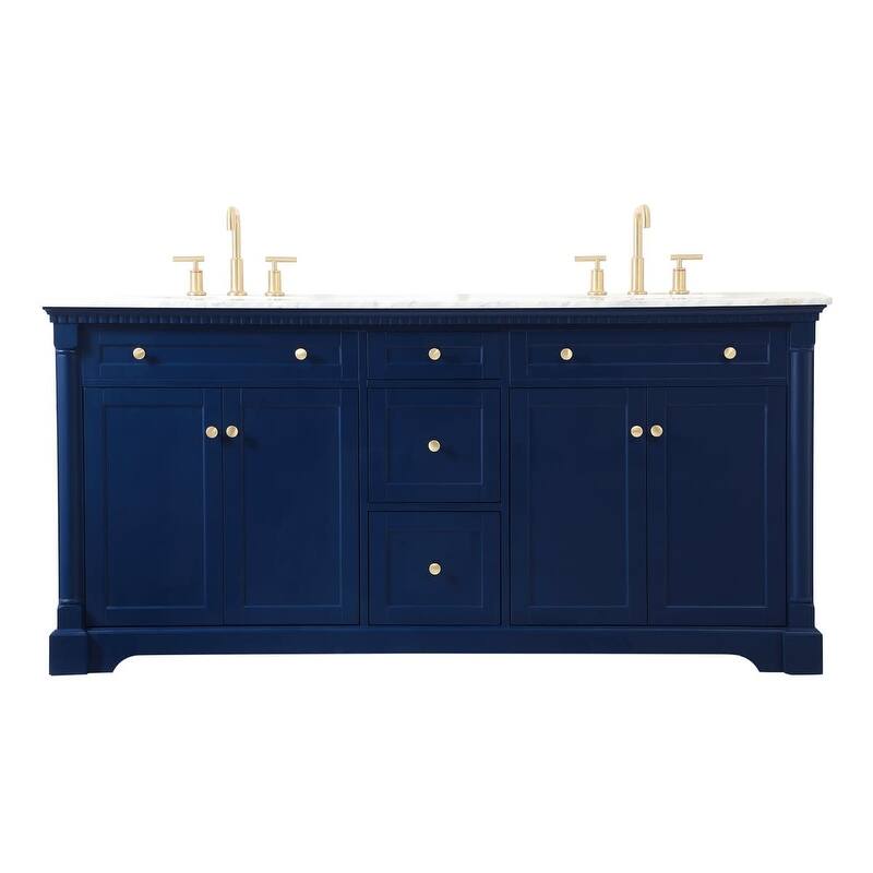 Elegant Lighting VF53072D Clarence 72" Free Standing Double Basin - Blue - Painted