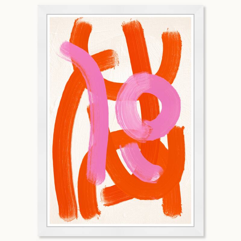 Wynwood Studio Crossing Paths Framed Retro Colorful Abstract Prints - 15 x 21 - White