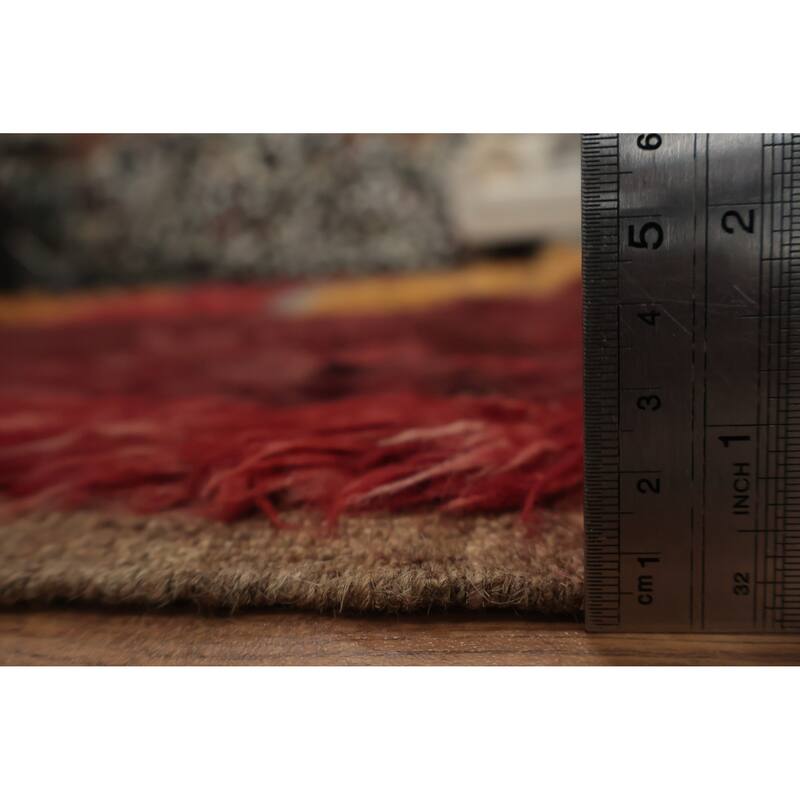 Hand Knotted Oriental 100% Wool Carpet Modern Tribal Red Moroccan Area Rug - 12' 1'' X 8' 11''