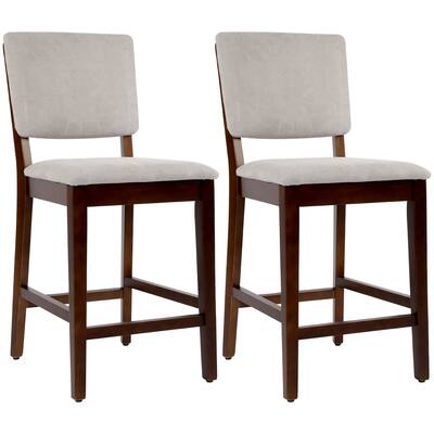 23 Inches Farmhouse Upholstered Counter Height Bar Stools with Back Set of 2