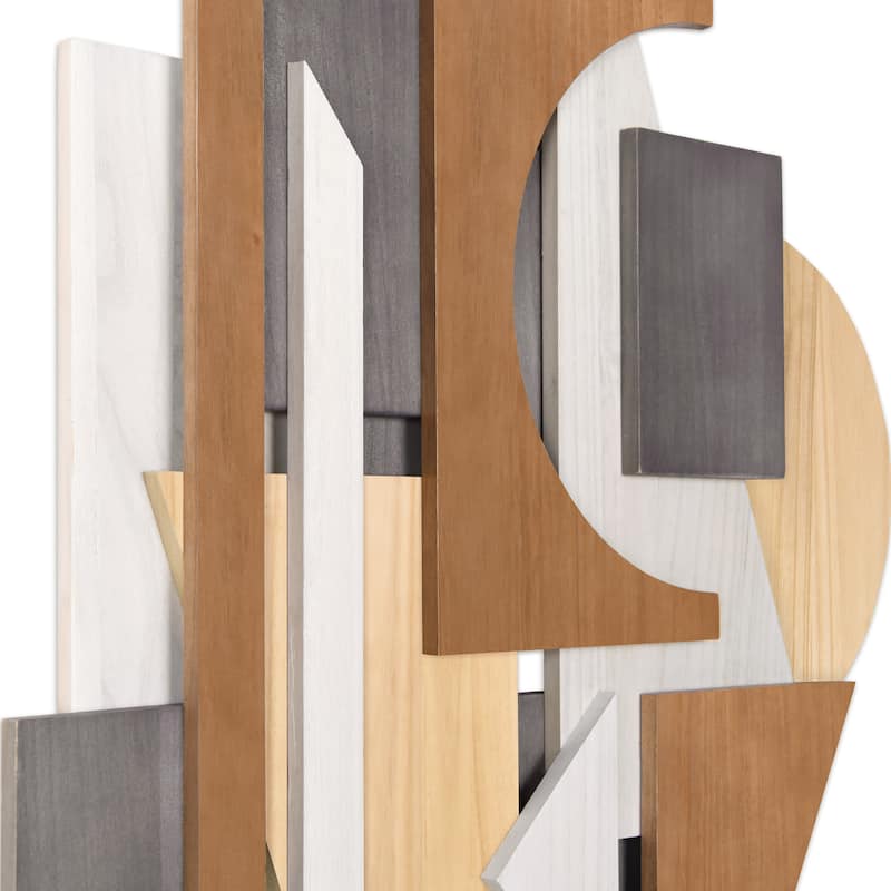 "Moonlit Mist" Hand Made & Hand Finished Dimensional Solid Paulownia Wood Abstracts Wall Art