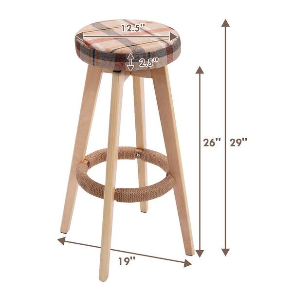 Shop Round Wooden Linen Bar Stool Dining Counter Barstools High Chair Furniture Red Natural Frame On Sale Overstock 28423031