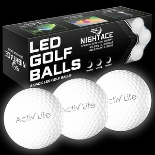 Activ Life LED Golf Balls (3 White) Best Glow in the Dark Golfer Gifts for Men and Women Night Golfing Unique Novelty