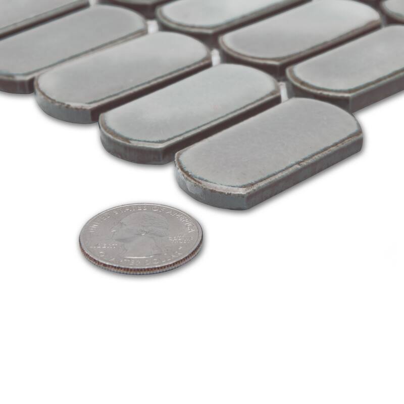 Merola Tile Hudson Capsule Grey Eye 12-1/4" x 13-1/8" Porcelain Mosaic Floor and Wall Tile