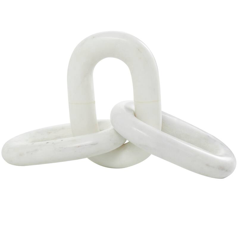 Luxe White Marble Geometric 2 or 3 Link Chain Sculpture