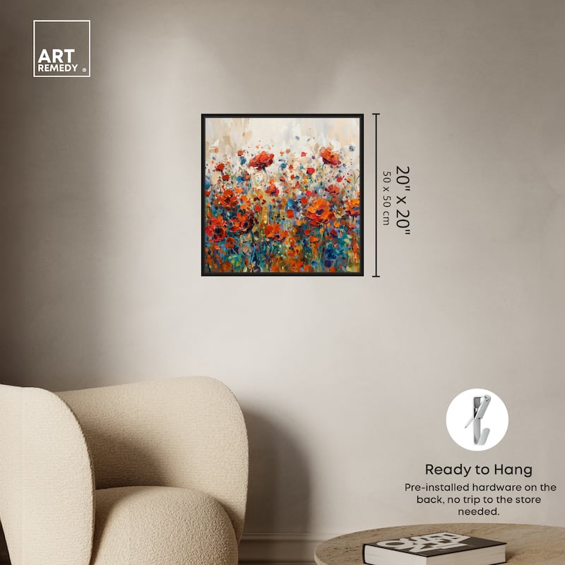 Art Remedy Beautiful Garden Bloom Framed Impressionism 1 Piece Canvas Wall Art /Monet And Van Gogh Inspired Art