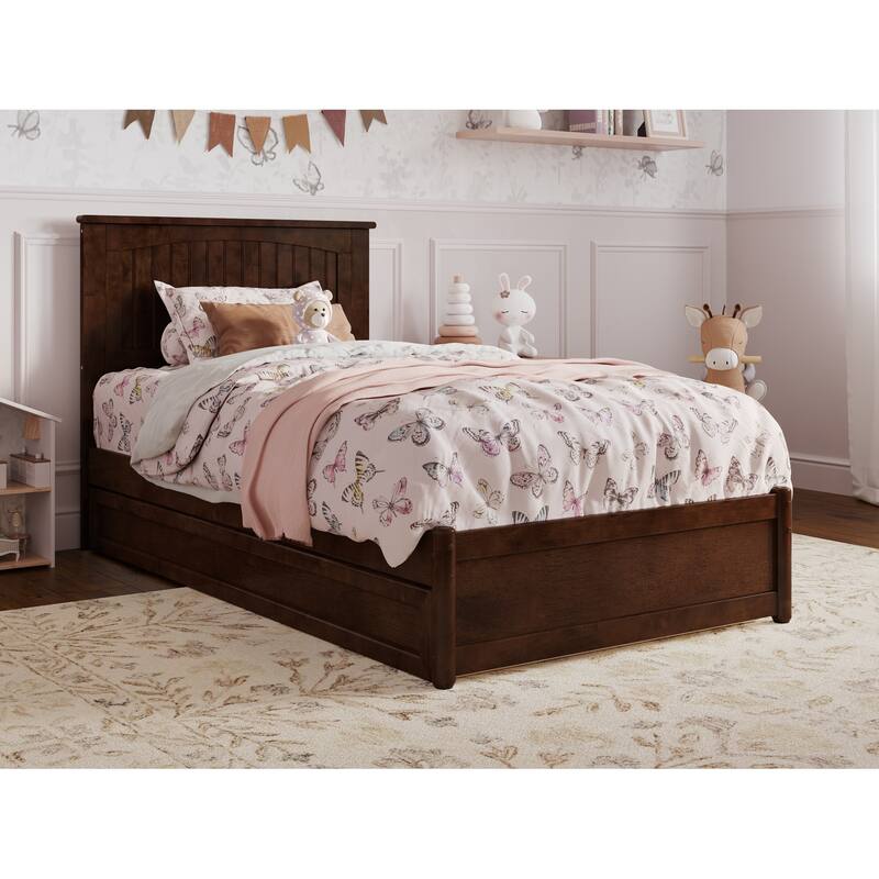 Malta Platform Bed with Panel Footboard and Twin Trundle