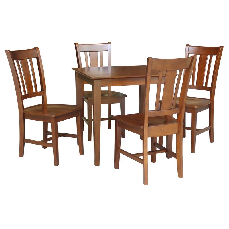 36 x 36 in. Solid Wood Dining Table with 4 Splatback Chairs - 5 Piece Set - 30" x 30" x 30" - Espresso