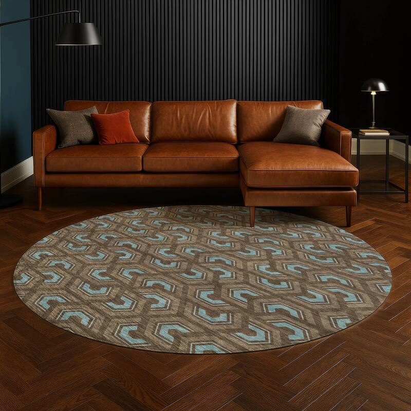 Machine Washable Indoor/ Outdoor Modern Zoa Chantille Rug