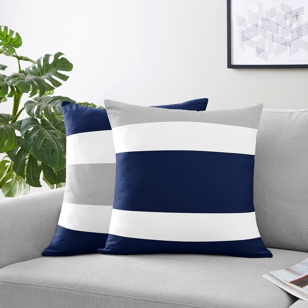 Navy and gray throw pillows top