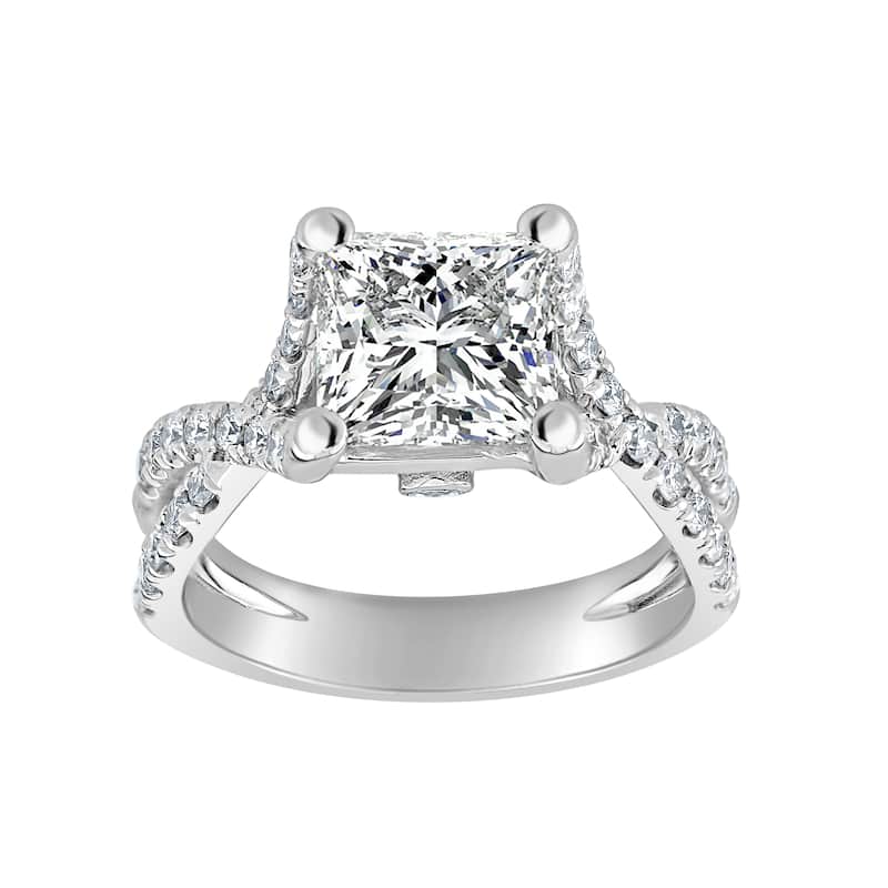 Auriya 14k-White Gold Lab Grown Princess Twisted-Shank Diamond Engagement Ring 2.50 ct. tw. (G-H VS) - 4.5