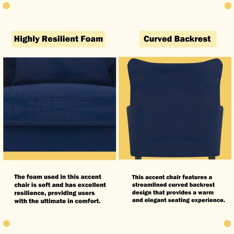 Tuft Velvet Living Room Thick Cushion Accent Chair (Set of 2)