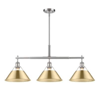 Orwell 3-Light Linear Pendant in Pewter with Brushed Champagne Bronze - Silver