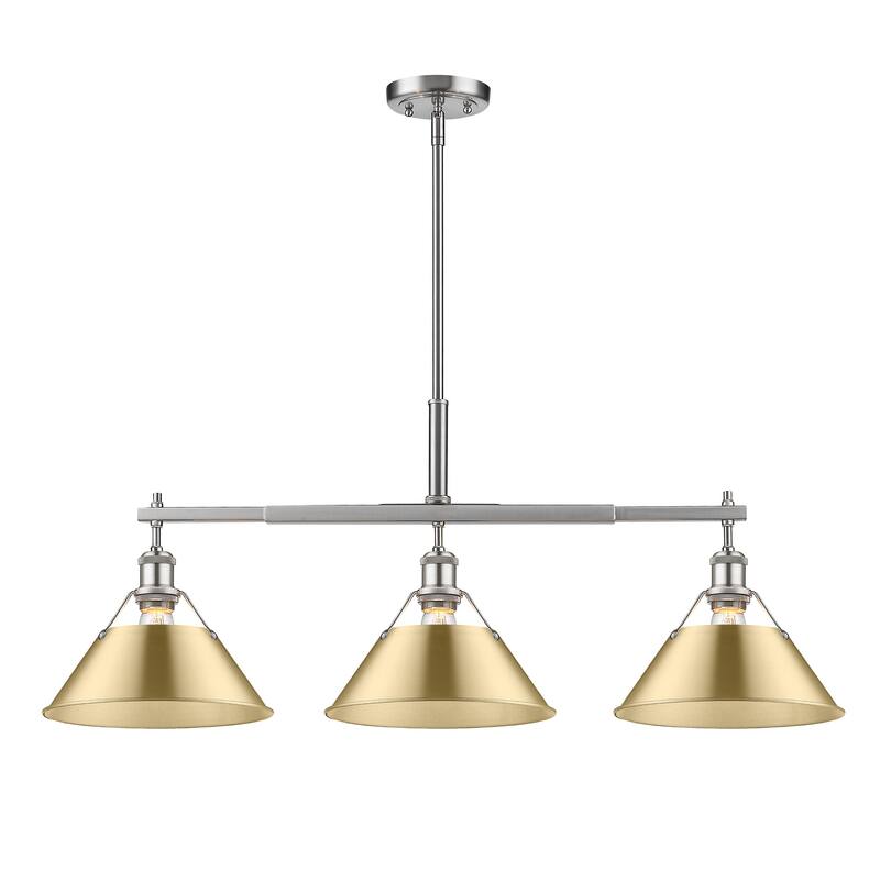 Yep by Golden Lighting Orwell 3-light Island Light in Pewter and Brushed Champagne Brass shade - Silver