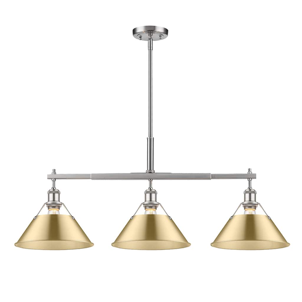Yep by Golden Lighting Orwell 3-light Island Light in Pewter and Brushed Champagne Brass shade - Silver