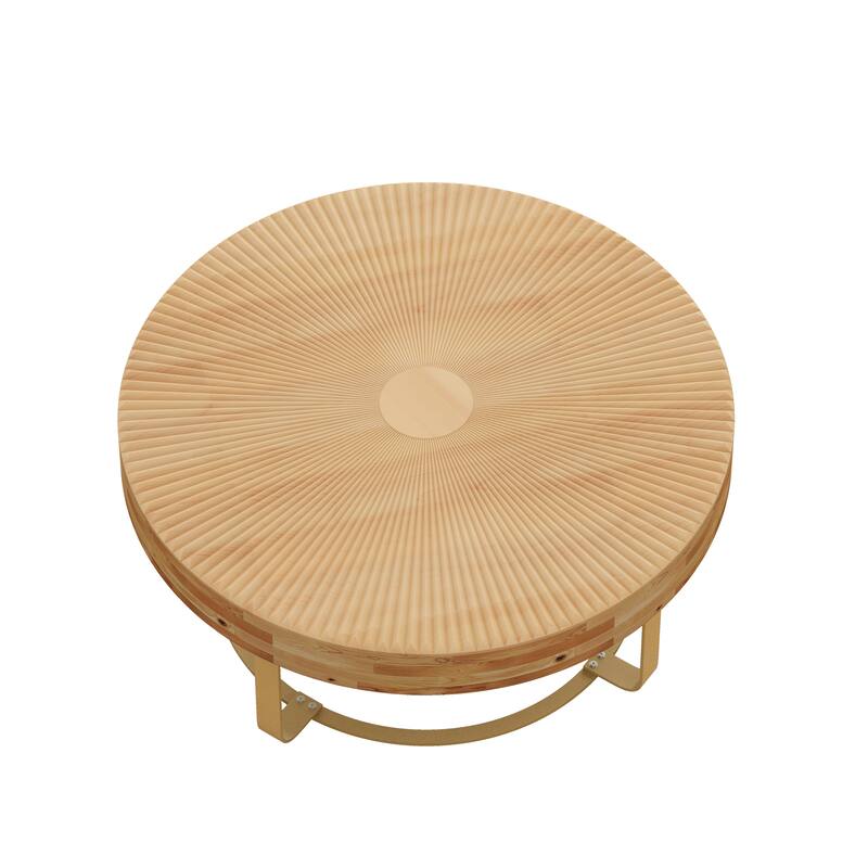 Modern round coffee table with metal legs for living room