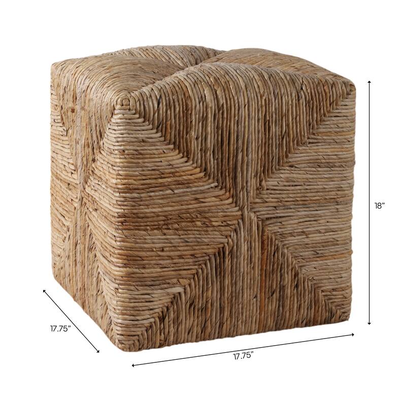 Decorative Textured Woven Ottoman for House Decor - 18", Brown