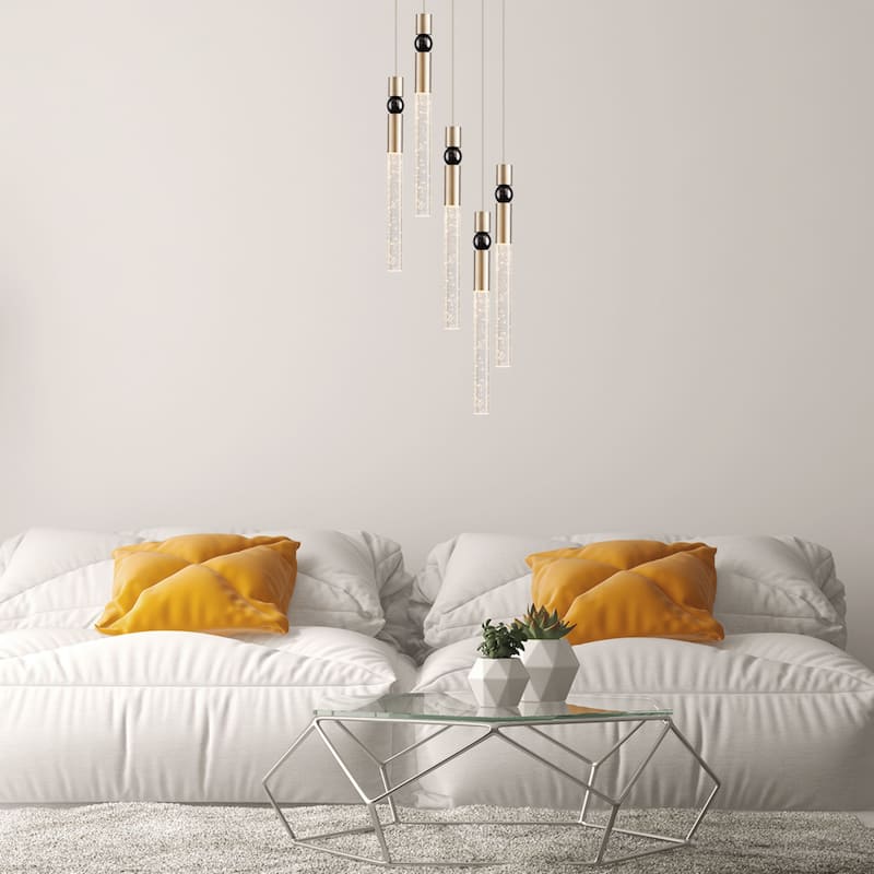 5-Light LED Crystal Pendant Light Fixture for Kitchen Island