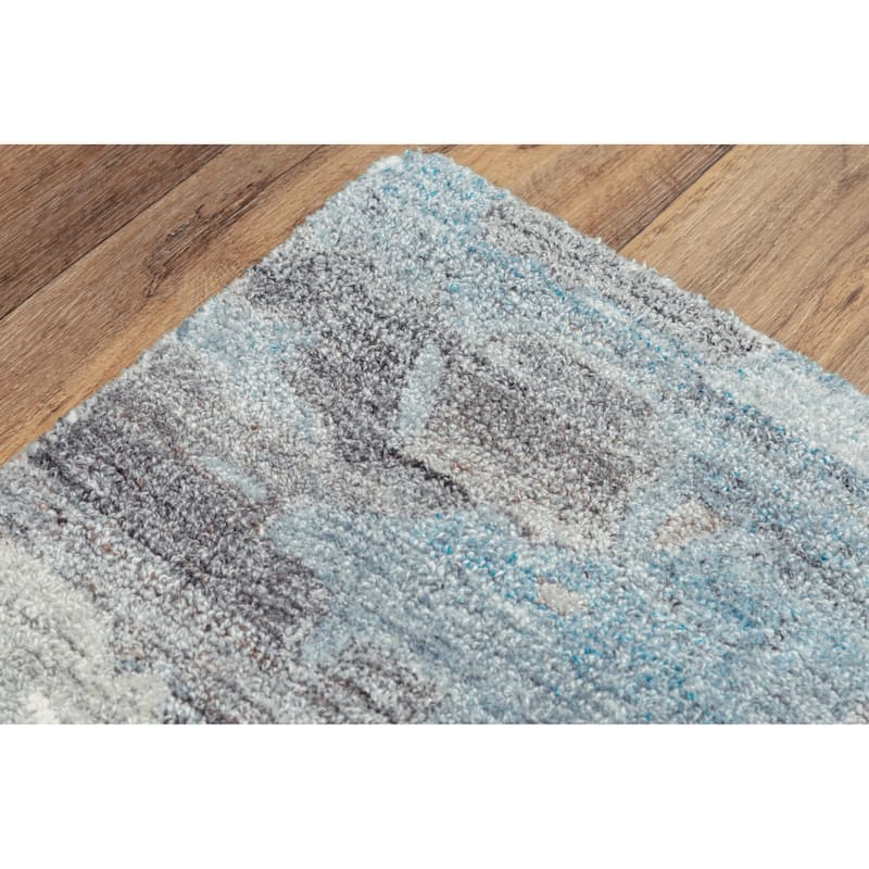 Alora Decor Spirit Blue and Grey Abstract Hand-tufted Wool Blend Rug