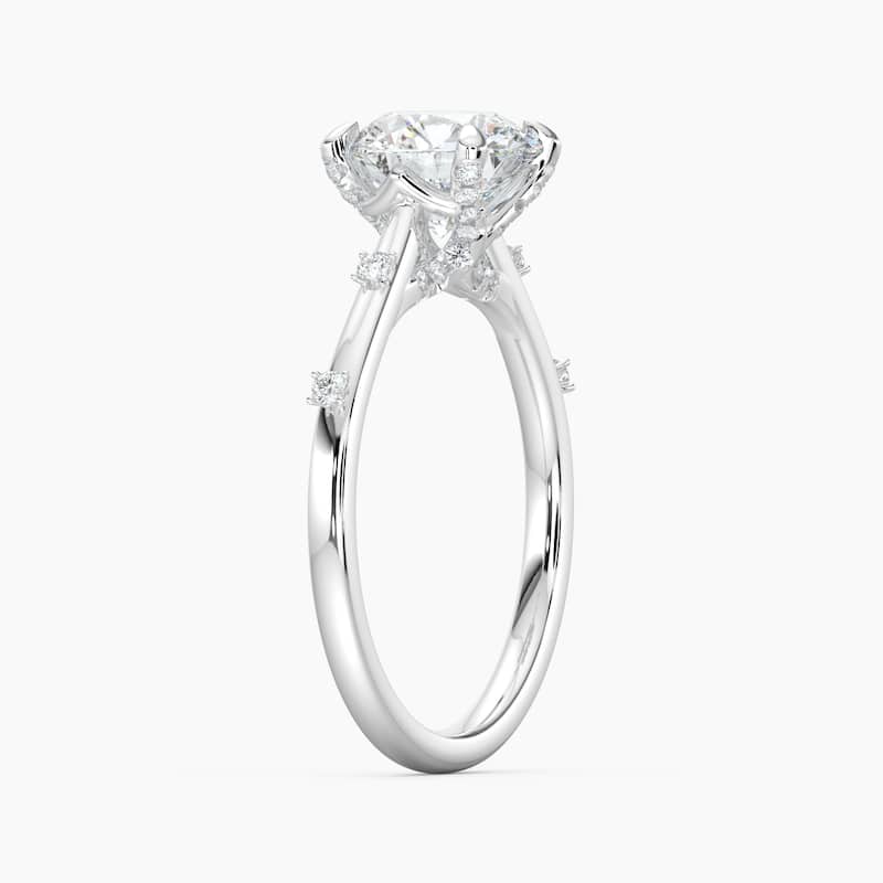 Auriya 14k Gold Petite Diamond Station Round Lab Grown Engagement Ring 1.00 to 5.00 ct. tw. (F-G, VS)