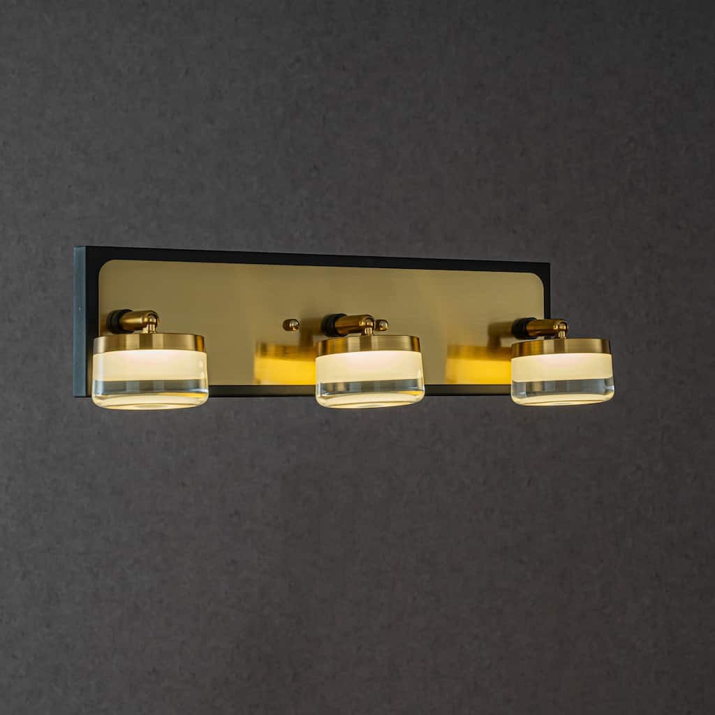 CraftHome Modern Square Black Brass Integrated LED Wall Sconce with White Acrylic Shade Adjustable Head Bathroom Vanity Light