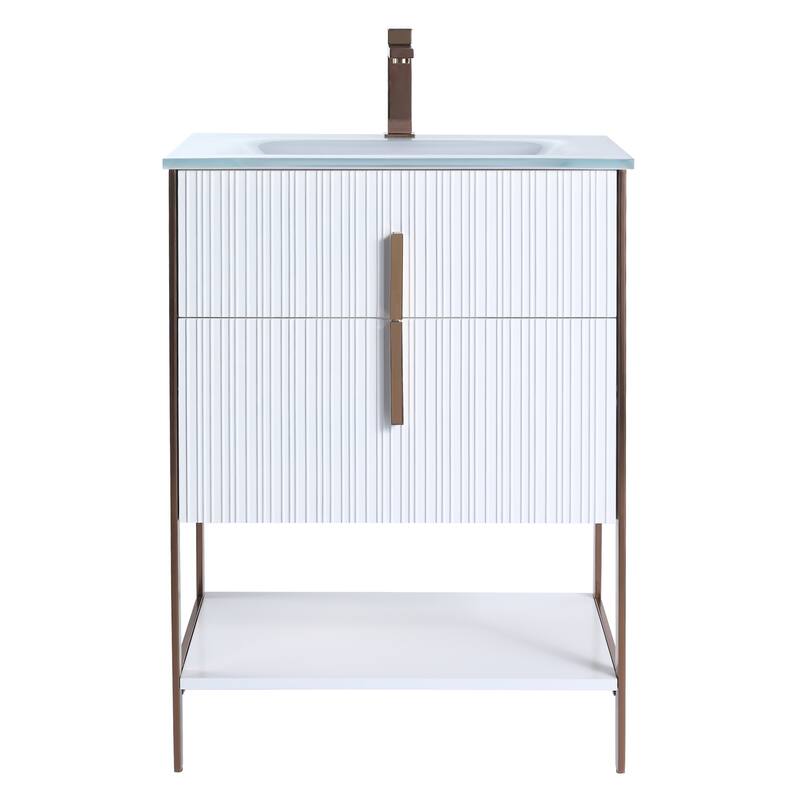 Fine Fixtures Serenity Modern Bathroom Vanity with White Glass Top