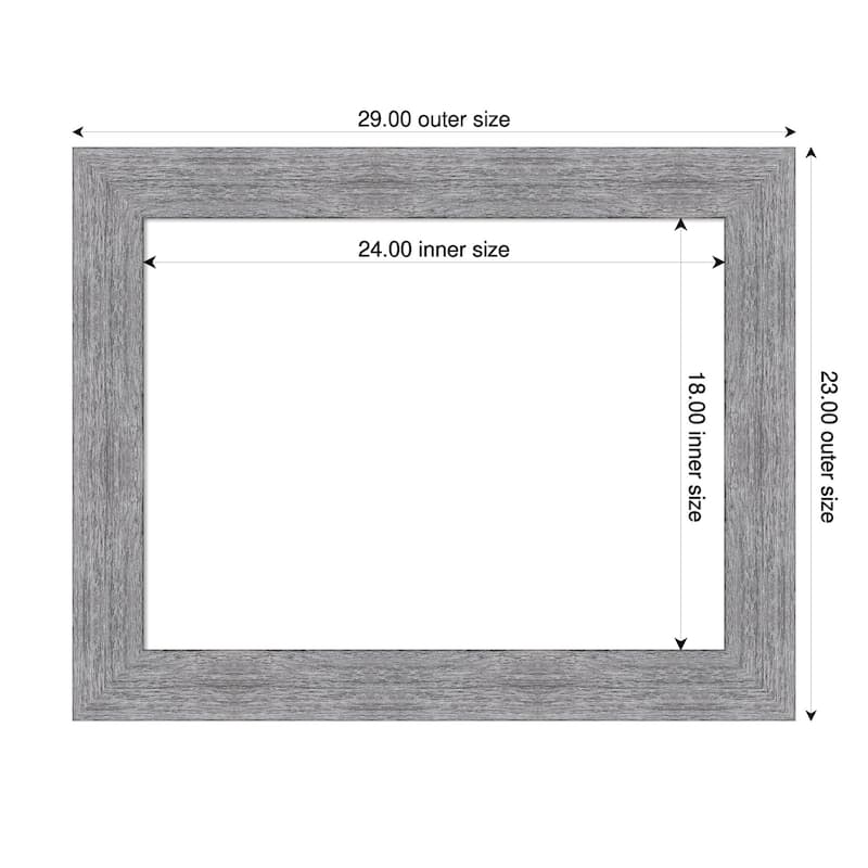 Amanti Art Bark Rustic Char Framed Dry Erase Magnetic Board - 29 x 23 in - Bark Rustic Grey