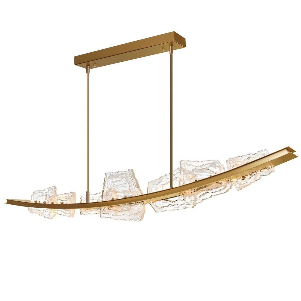 CWI Lighting Arcus Integrated LED 70in Brass Chandelier with Handcrafted Glass