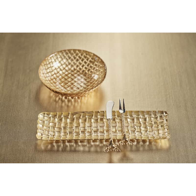 Nova 7" Braided Gold Glass Bowls, Set of 6