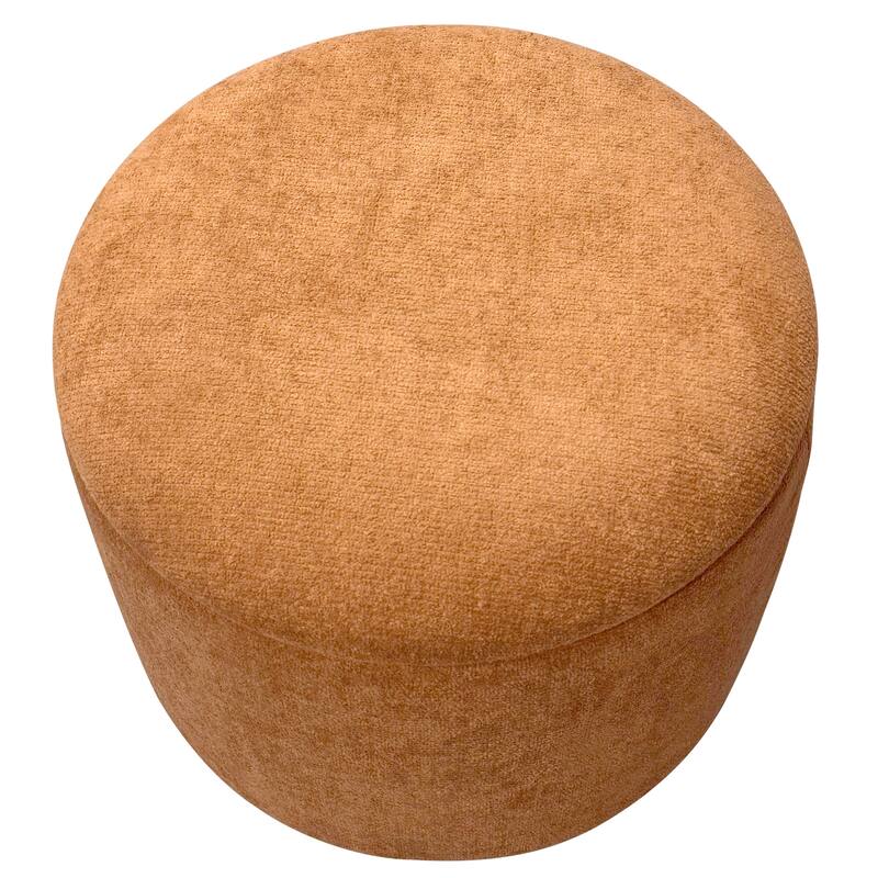Modern Fabric and Solid Wood Round Storage Ottoman