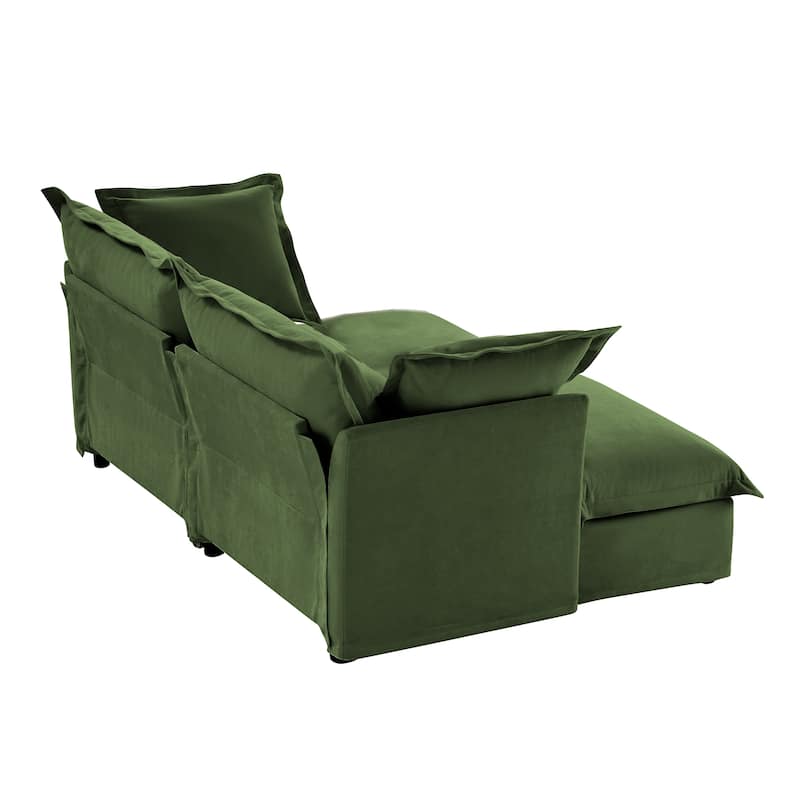 83.4" Chenille 2-Seater Sectional Sofa with Ottomans